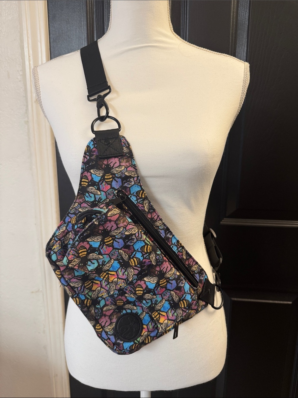 Multi-Color Bee Print Sling Bag